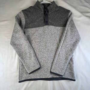 Old Navy Boys Fleece Pullover Sweatshirt Gray Size L 10 12 Snap Neck Stretch